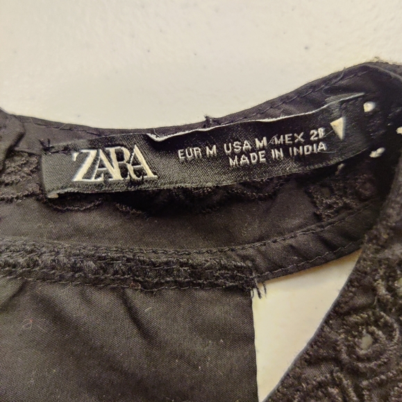 Zara Black Crop Flowey Sleeveless Top Size M - Picture 5 of 5